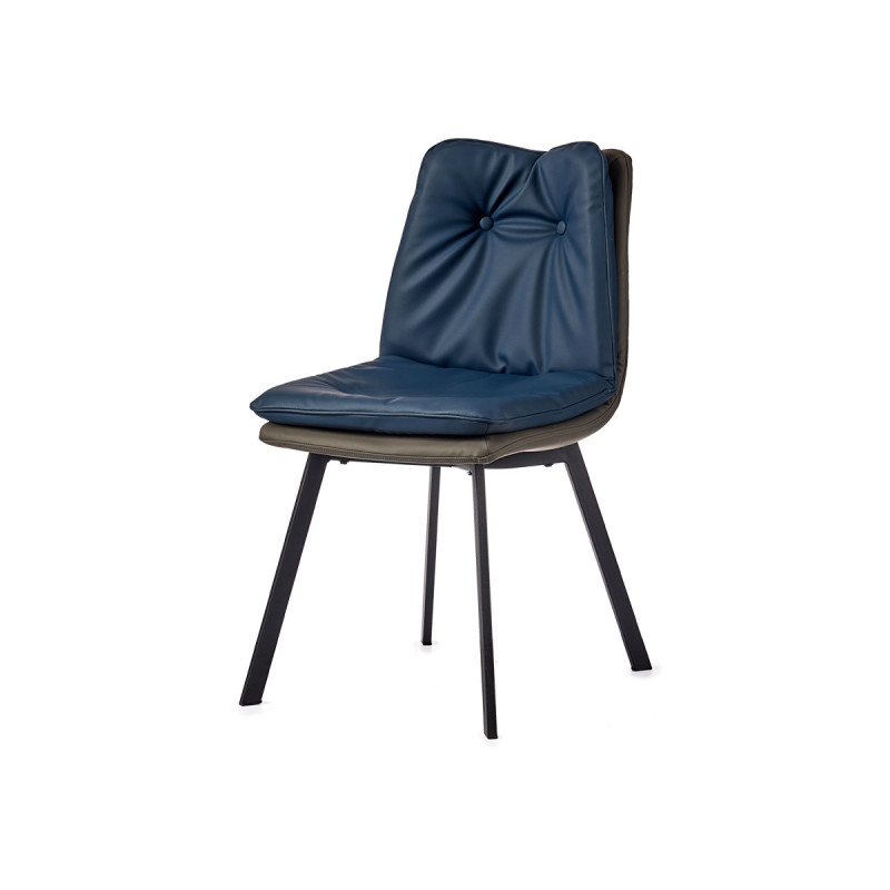 SILLON AZUL RESPALDO CON BOTONES BORDE GRIS
