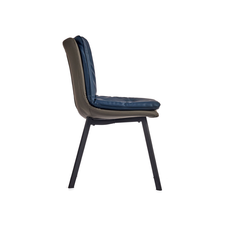 FAUTEUIL BLEU DOSSIER AVEC BOUTONS BORD GRIS