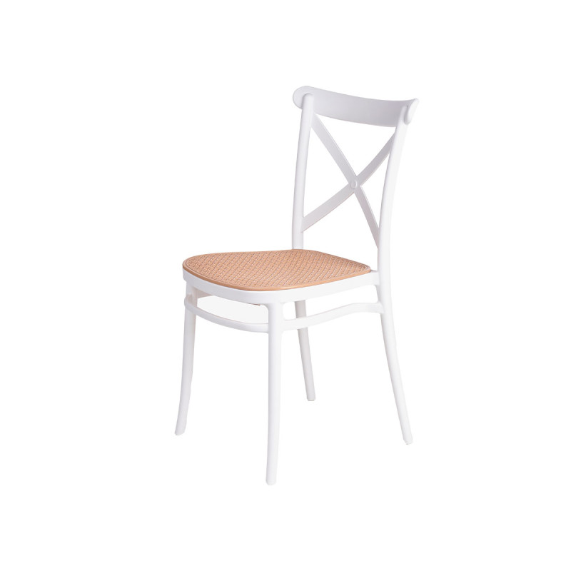 CADEIRA PLASTICA RATTAN BRANCA BEGE