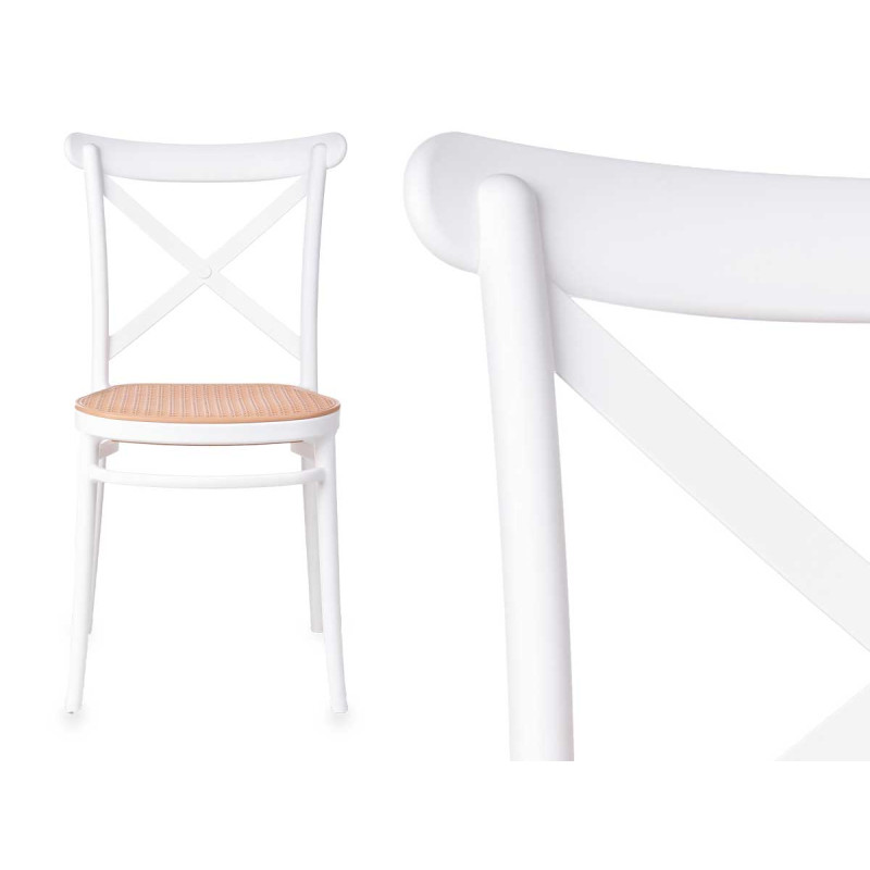 SILLA RATTAN PLASTICO BLANCA BEIGE