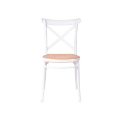 RATTAN PLASTIC CHAIR WHITE BEIGE