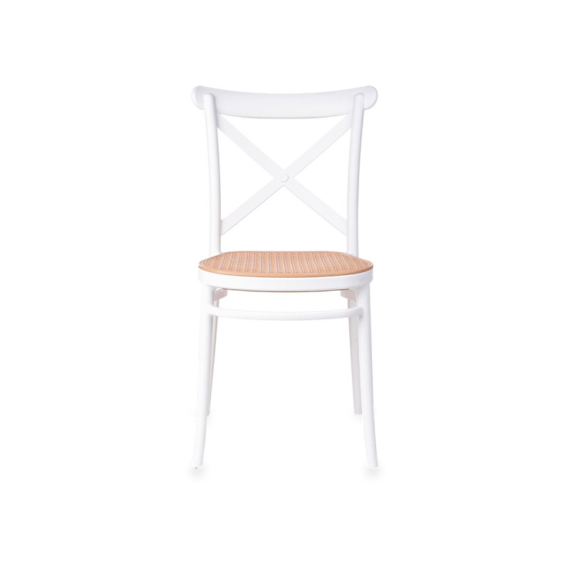 SILLA RATTAN PLASTICO BLANCA BEIGE