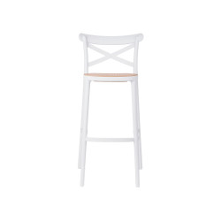 SGABELLO RATTAN PLASTICA BIANCO BEIGE