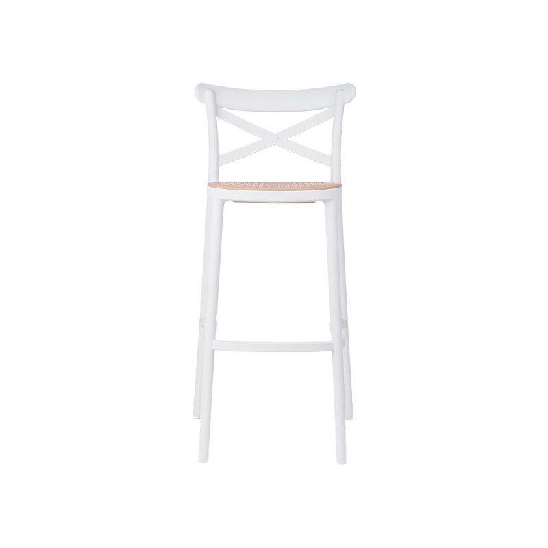 BANCO PLASTICO RATTAN BRANCO BEGE