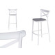 RATTAN PLASTIC STOOL WHITE GREY