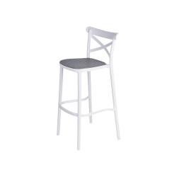 BANCO PLASTICO RATTAN BRANCO CINZENTO