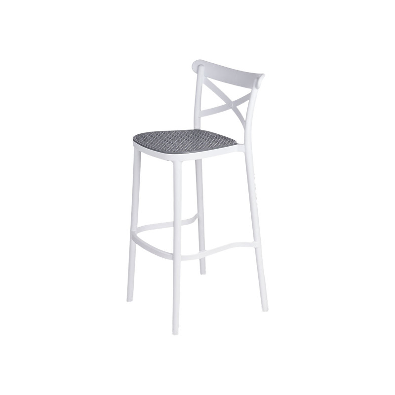 BANCO PLASTICO RATTAN BRANCO CINZENTO