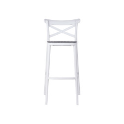 TABOURET ROTIN PLASTIQUE BLANC GRIS