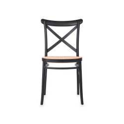 CADEIRA PLASTICA RATTAN PRETO BEGE