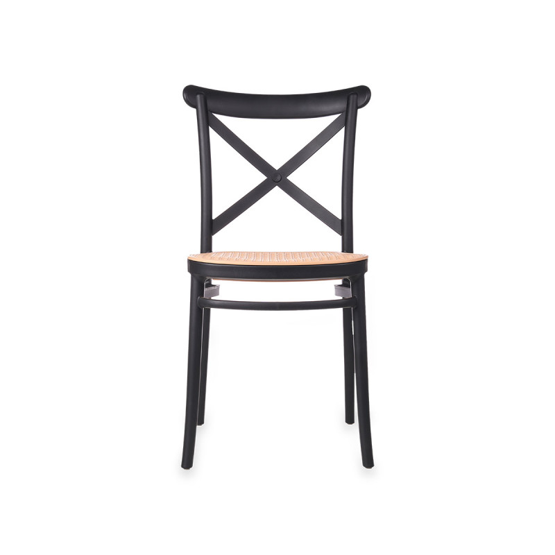 CHAISE ROTIN PLASTIQUE NOIR BEIGE