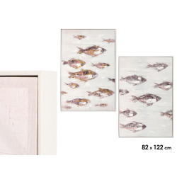 WHITE CANVA FRAME SILVER FISH ASSORTED 2 82X122