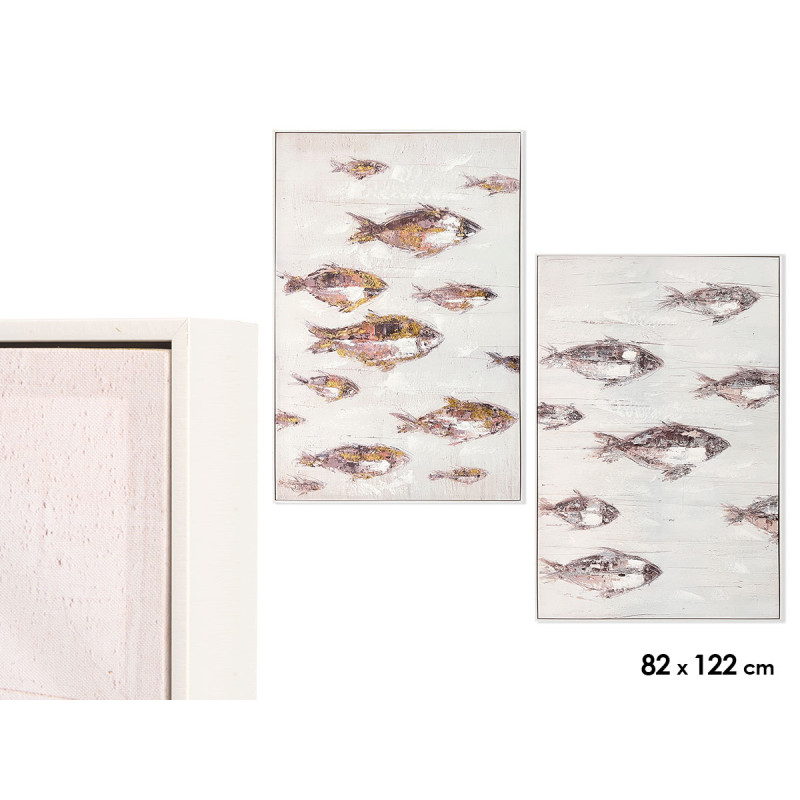WHITE CANVA FRAME SILVER FISH ASSORTED 2 82X122
