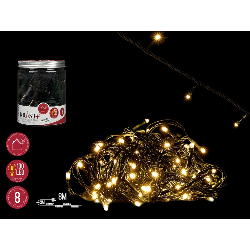 BANDE LED EXTÉRIEUR CHAUD 8M 100 AMPOULES 8 FUNCT