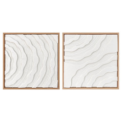 TABLEAU TOILE CADRE NATUREL RAYURES ASSORT 2 35X35