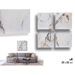 LIENZO 4 PIEZAS MARMOL BLANCO 35X35CM