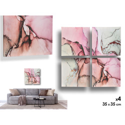 4 PIECES 35X35CM PINK MARBLE CANVAS 