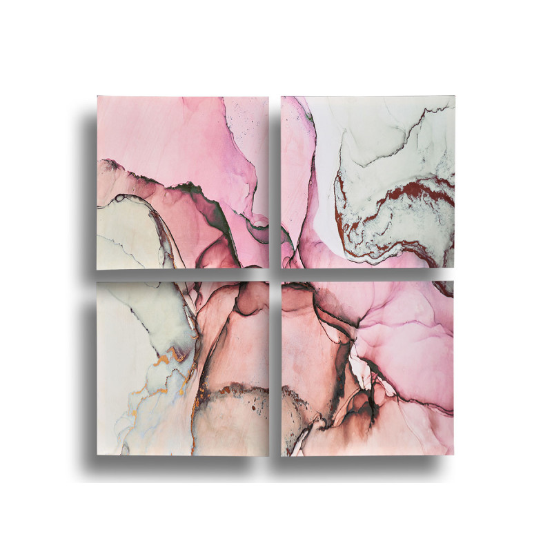 4 PIECES 35X35CM PINK MARBLE CANVAS 