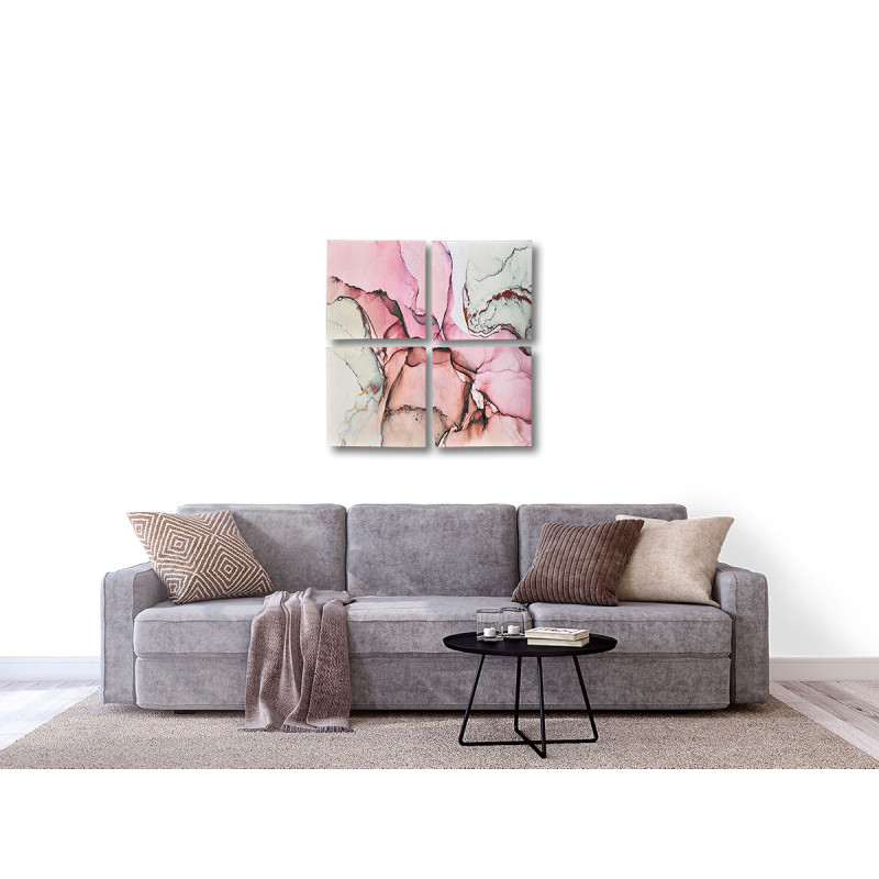4 PIECES 35X35CM PINK MARBLE CANVAS 