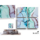 SET 4 TOILE MARBRE BLEU 35X35CM 