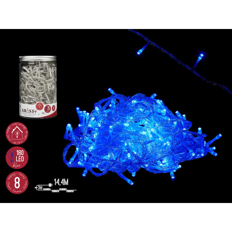 STRISCIA LED INTERNI BLU 14,4M 180 LUCI 8 FUNZ