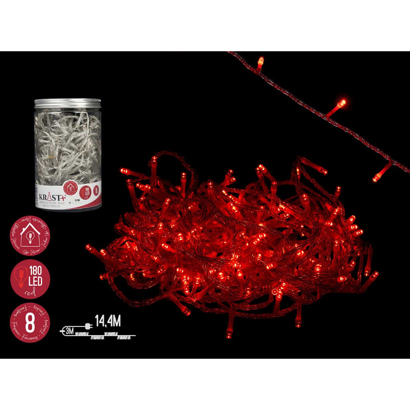 INDOOR LED STRIP RED 14,4M 180 BULBS 8 FUNCT