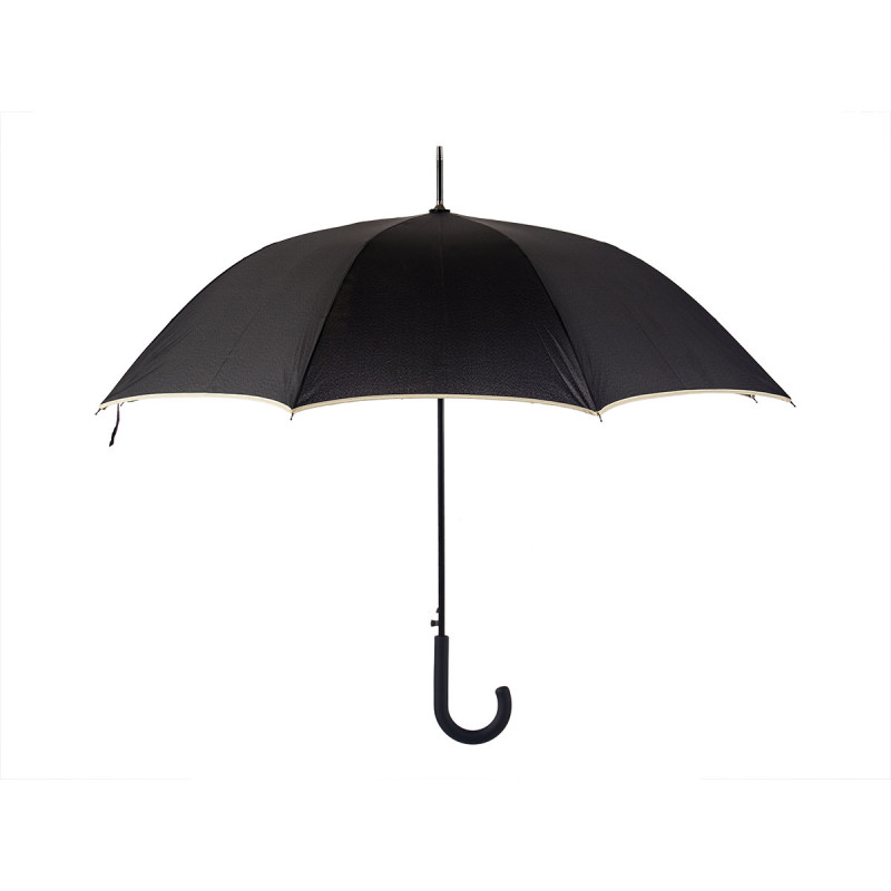 CHAPÉU DE CHUVA 8 VARETAS PRETO COM BORDA CREME