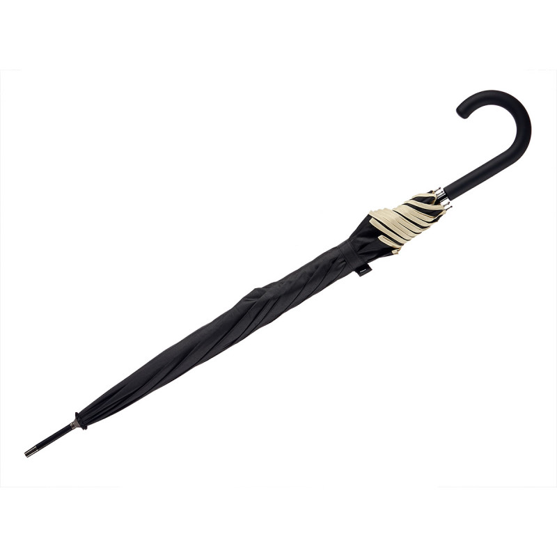 CHAPÉU DE CHUVA 8 VARETAS PRETO COM BORDA CREME