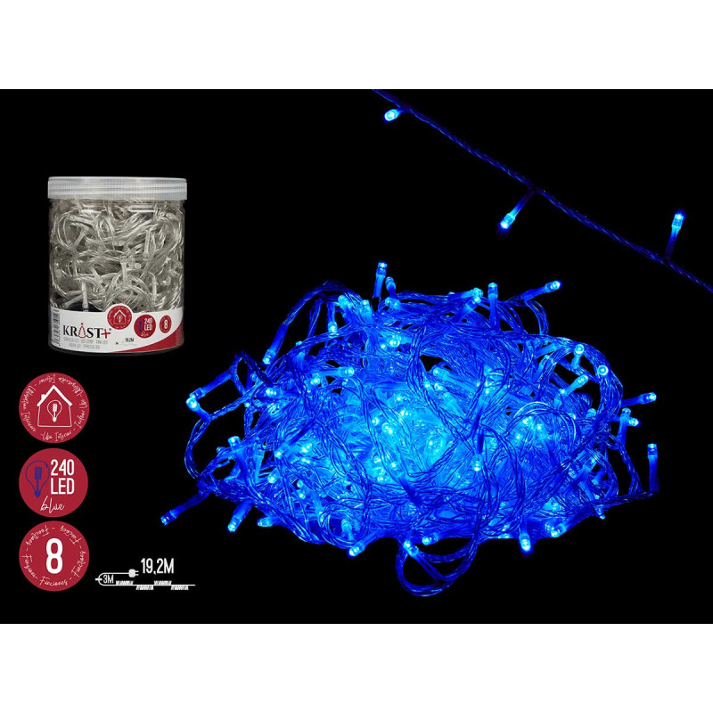 STRISCIA LED INTERNI BLU 19,2M 240 LUCI 8 FUNZ