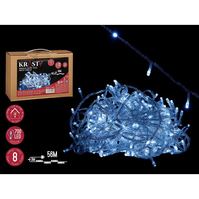 STRISCIA LED INTERNI FREDDA 56M 700 LUCI 8 FUNZ