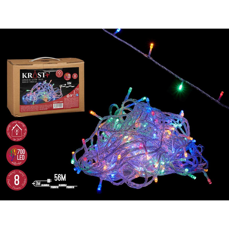STRISCIA LED INTERNI MULTI 56M 700 LUCI 8 FUNZ
