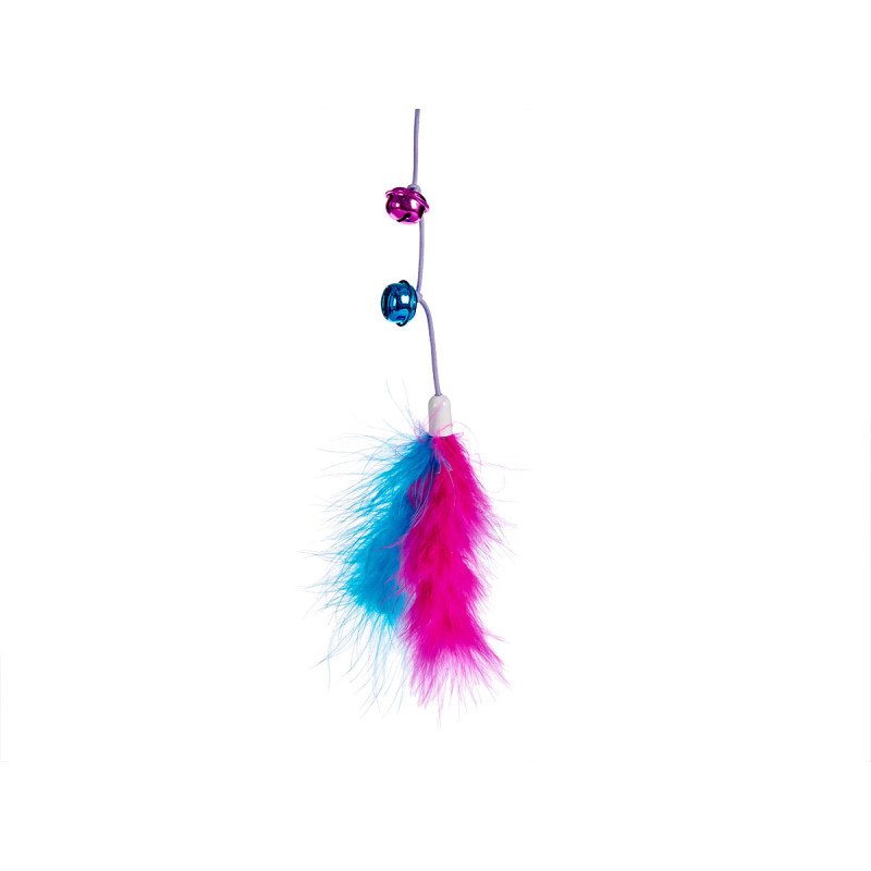 PALO JUGUETE PARA GATO CON PLUMAS SURT 3 COLORES