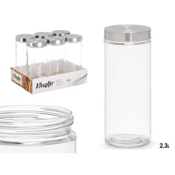 TARRO VIDRIO TAPA ACERO 2,3L