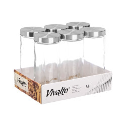 TARRO VIDRIO TAPA ACERO 2,3L