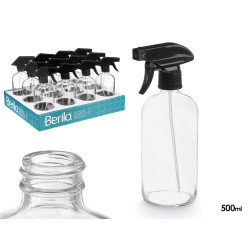 PULVERIZADOR EM VIDRO REDONDO TRANSPARENTE 500ML 