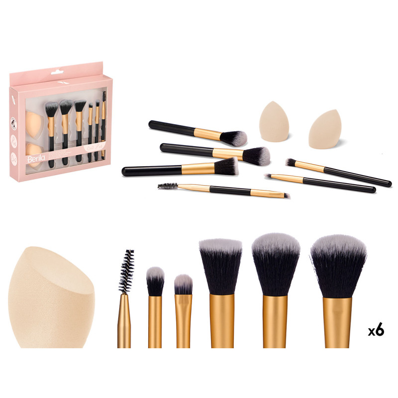 SET 6 PINCEAUX 2 ÉPONGES À MAQUILLAGE