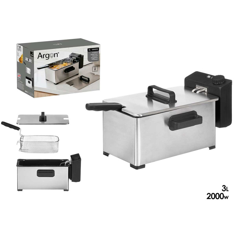 FRITADEIRA ACO INOXIDAVEL TEFLON 3L 2000W