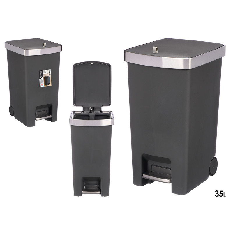CAIXOTE DO LIXO COM RODAS COM PEDAL 35L 