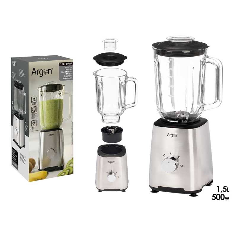 FRULLATORE ACCIAIO BICCHIERE VETRO 1,5L 500W