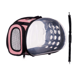 TRANSPORTADORA TRANSPARENTE ROSA PEQUENA