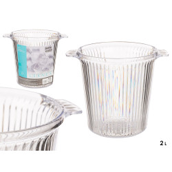 BALDE GELO RISCADO PLASTICO TRANSPARENTE 2L
