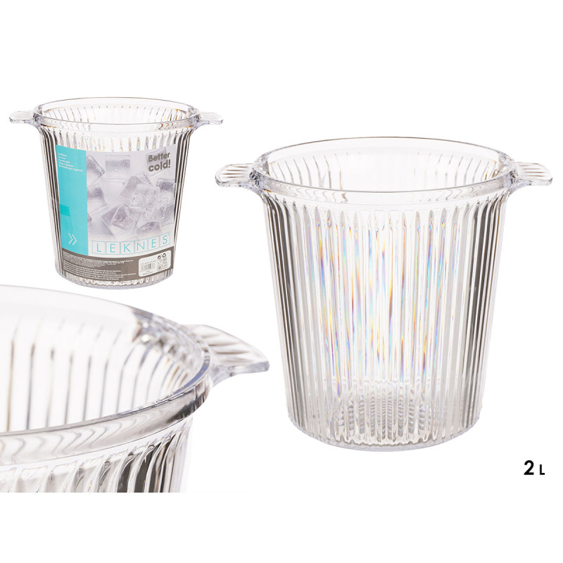 SECCHIELLO GHIACCIO A RIGHE PLASTICA TRASPARENTE 2