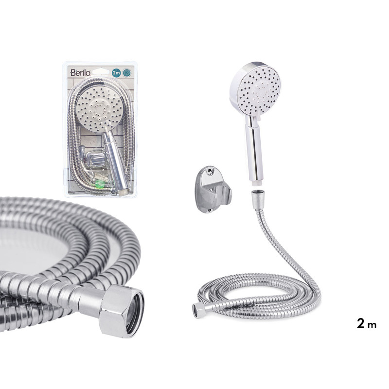 SHOWER HEAD AND HOSE 2M W/REG GREY BASE