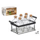 SET 6 FRASCAS TAPON CORCHO 125 ML SOPORTE METAL