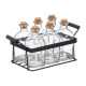 SET 6 FRASCAS TAPON CORCHO 125 ML SOPORTE METAL