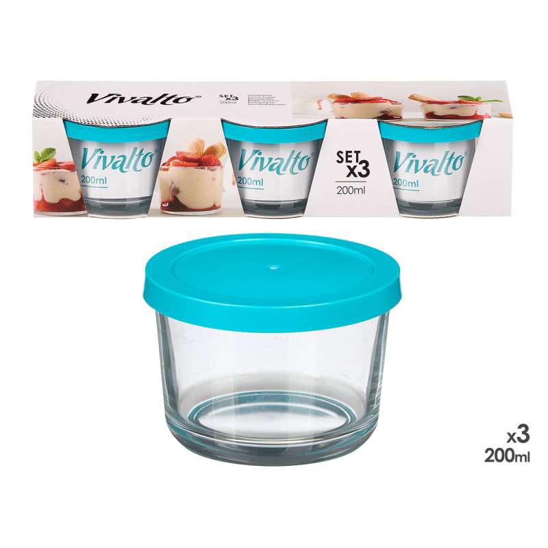 SET 3 FIAMBRERAS REDONDAS AZUL 200ML
