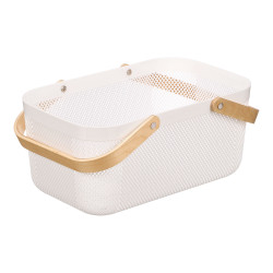 PLASTIC BASKET DOUBLE HANDLE WHITE