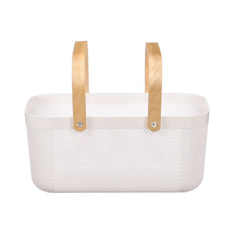 PLASTIC BASKET DOUBLE HANDLE WHITE