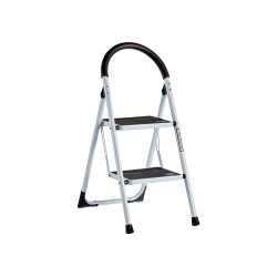 ESCADA METAL BRANCA 2 DEGRAUS CINZA