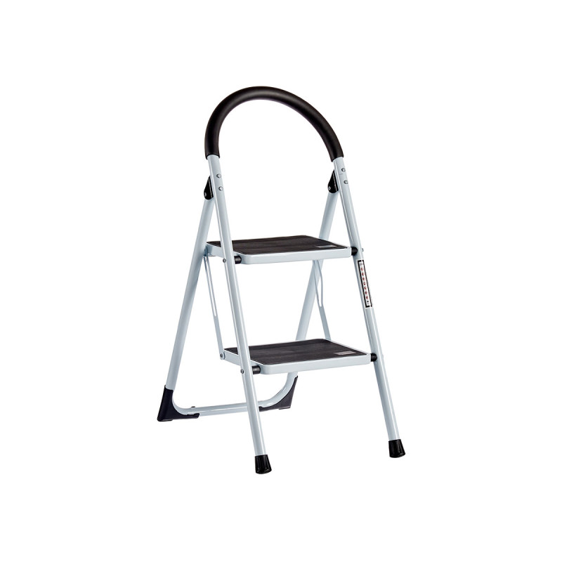 ESCALERA METAL BLANCA 2 ESCALONES GRIS