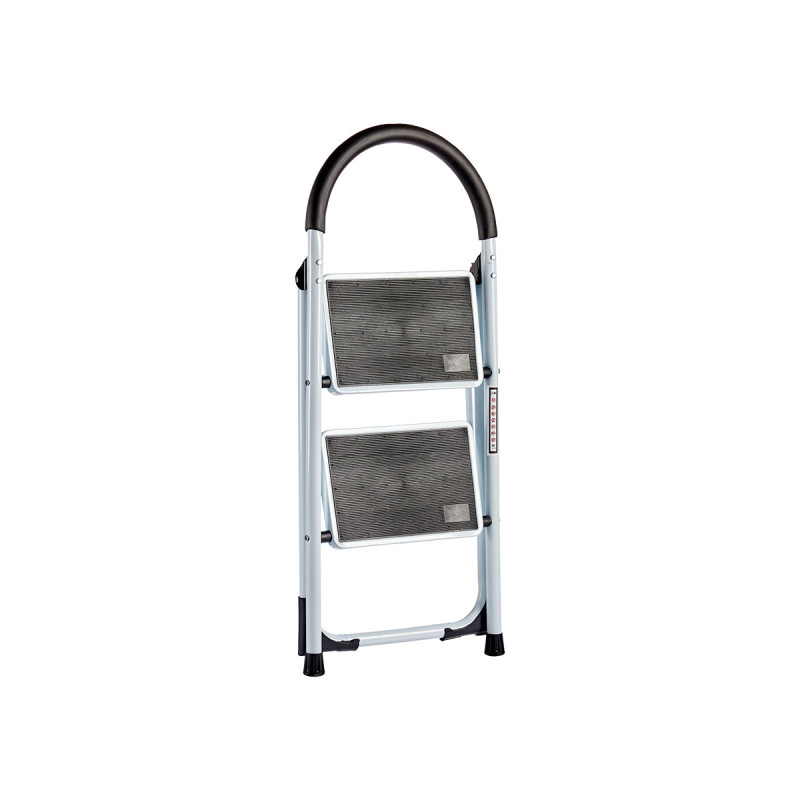 ESCALERA METAL BLANCA 2 ESCALONES GRIS